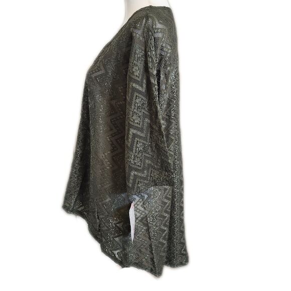 Lularoe NWT olive green lace Lindsay short sleeve open front cardigan shawl S - Picture 2 of 8